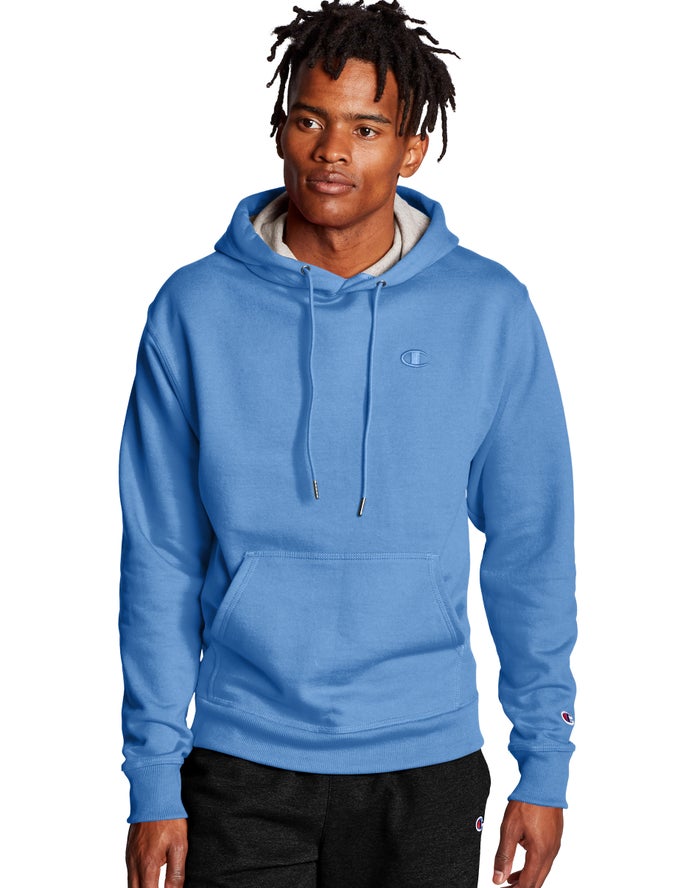 Champion Mens Hoodie NZ - Powerblend Fleece C Logo Blue ( 4597-CDYJP )